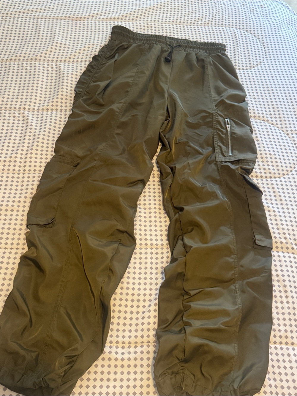 Women Medium Olive Green Cargo Track Pants
